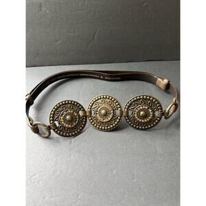 Chicos Leather Medallion Belt Boho Western Cowgirl Waist 28”-42” Festival Womens